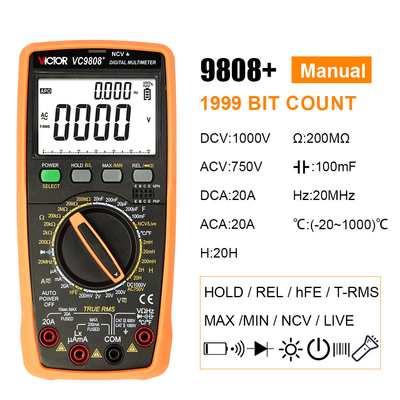 VICTOR VC9808+ ψηφιακό πολυμέτρο 2000uF χωρητικομέτρο 10MHz Μέτρηση θερμοκρασίας και επαγωγικότητας συχνότητας με δοκιμή LCR