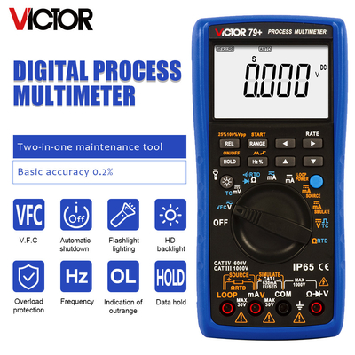 VICTOR 79+ Διαδικασία Πολυμετρητής Αντίσταση 400 Ωμ θερμοσύνδεσης συχνότητα 100 Hz βρόχος 24V ψηφιακό πολυμετρητή