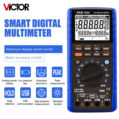 VICTOR189A 0,025% ακρίβεια 55000 αριθμοί VICTOR ψηφιακό πολυμετρικό 1000V προστασία από ασφάλεια