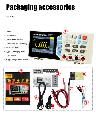 VICTOR 8045mini μίνι μέγεθος Πίνακας Multimeter 30000 αριθμούς DMM πολυμέτρο τύπου πάγκου με πολύχρωμη οθόνη